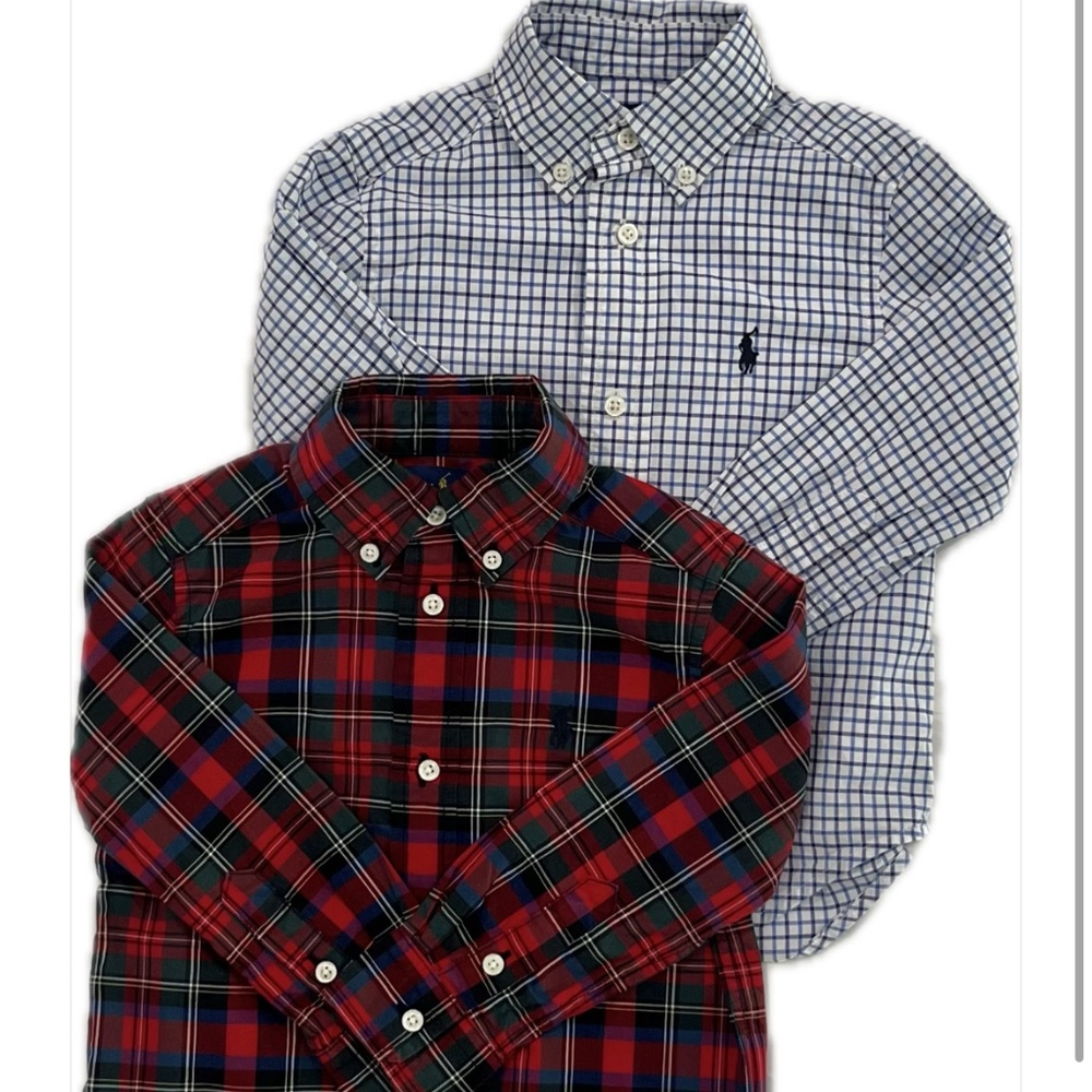 Ralph Lauren 2 Pack Boys' Plaid Cotton Shirt - Little Kid Size 2T